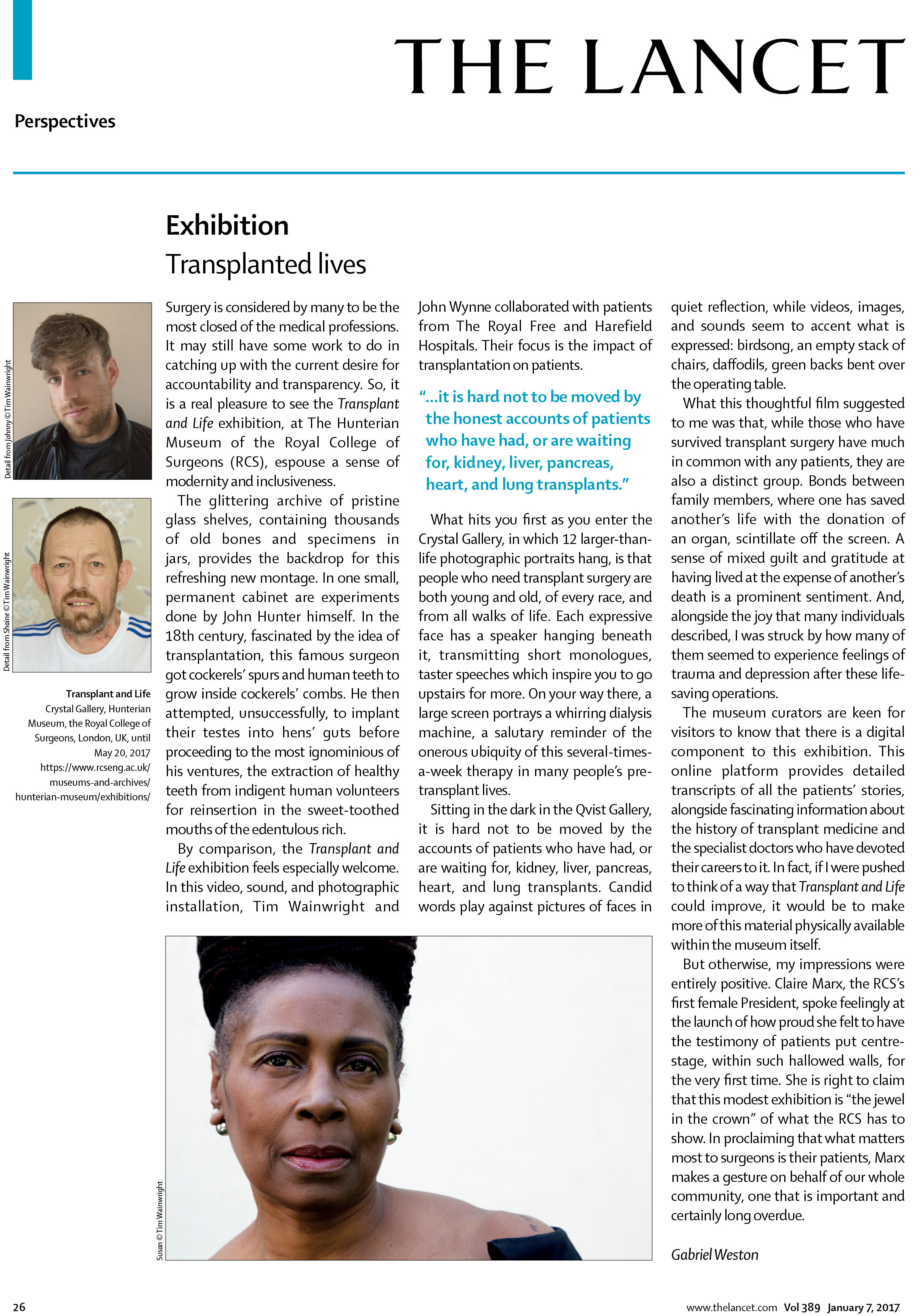 Transplant and Life Review in The Lancet